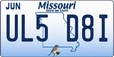 MO license plate UL5D8I