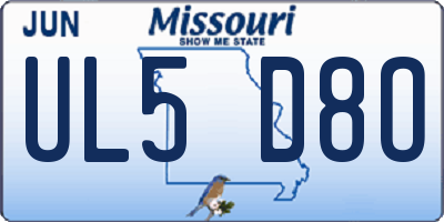 MO license plate UL5D8O