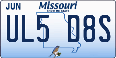 MO license plate UL5D8S