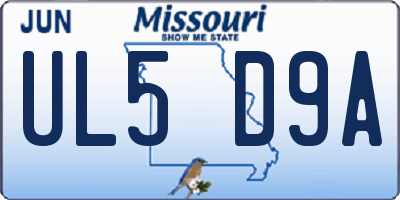 MO license plate UL5D9A