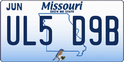 MO license plate UL5D9B