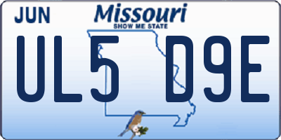 MO license plate UL5D9E