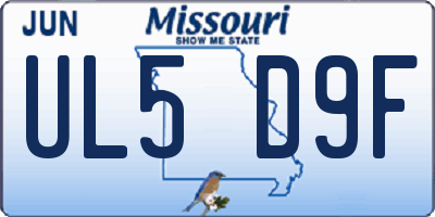 MO license plate UL5D9F