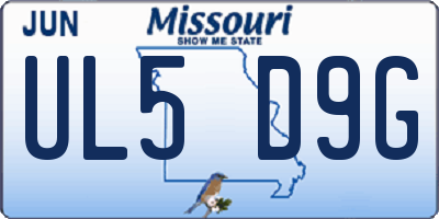 MO license plate UL5D9G