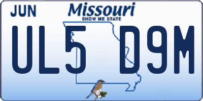 MO license plate UL5D9M