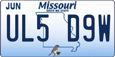 MO license plate UL5D9W