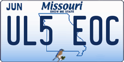 MO license plate UL5E0C