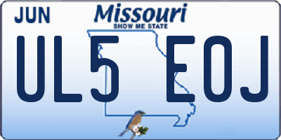 MO license plate UL5E0J