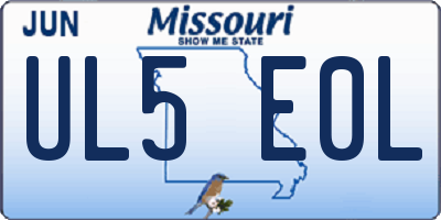 MO license plate UL5E0L