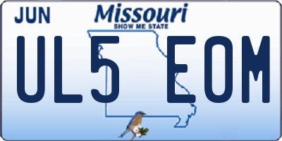 MO license plate UL5E0M
