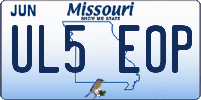 MO license plate UL5E0P