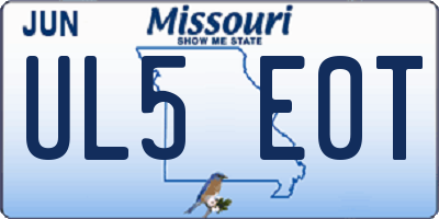 MO license plate UL5E0T