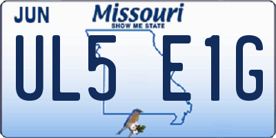 MO license plate UL5E1G