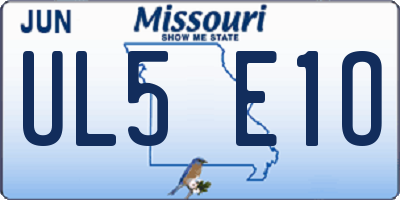 MO license plate UL5E1O