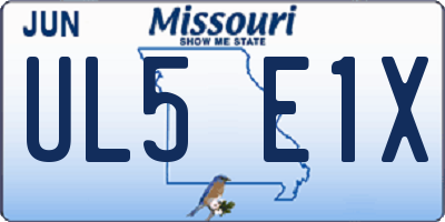 MO license plate UL5E1X