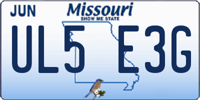 MO license plate UL5E3G