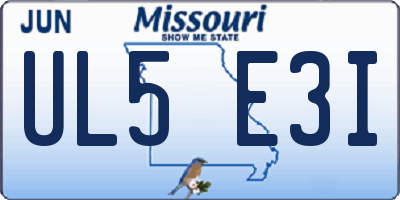 MO license plate UL5E3I