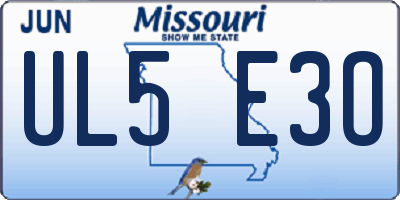 MO license plate UL5E3O