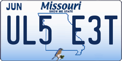 MO license plate UL5E3T