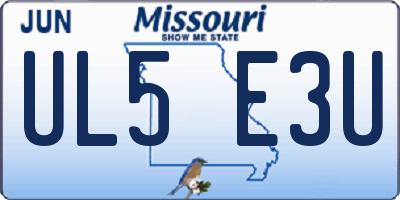 MO license plate UL5E3U