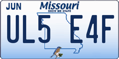 MO license plate UL5E4F