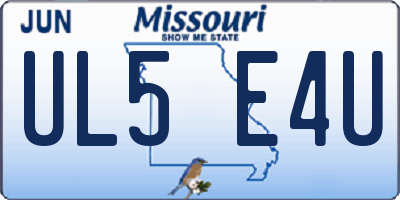 MO license plate UL5E4U