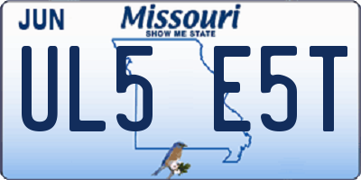 MO license plate UL5E5T