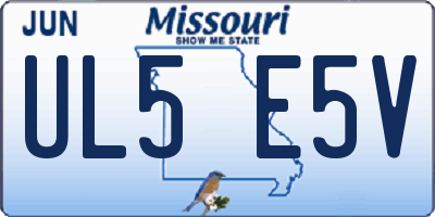 MO license plate UL5E5V