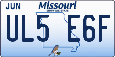 MO license plate UL5E6F