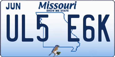 MO license plate UL5E6K