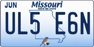 MO license plate UL5E6N