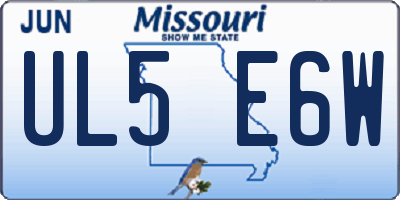 MO license plate UL5E6W