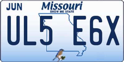 MO license plate UL5E6X