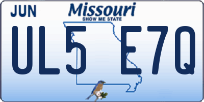 MO license plate UL5E7Q