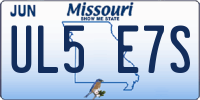 MO license plate UL5E7S