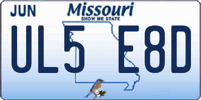 MO license plate UL5E8D