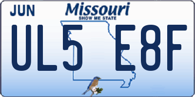 MO license plate UL5E8F