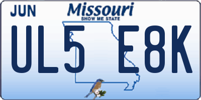 MO license plate UL5E8K