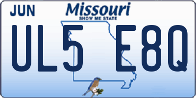 MO license plate UL5E8Q