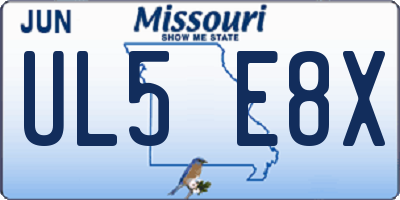MO license plate UL5E8X