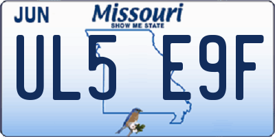 MO license plate UL5E9F