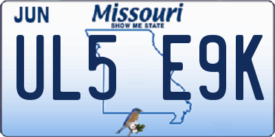 MO license plate UL5E9K