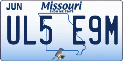 MO license plate UL5E9M