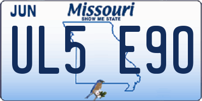 MO license plate UL5E9O