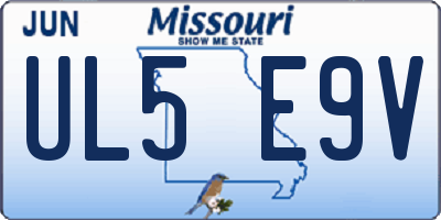 MO license plate UL5E9V