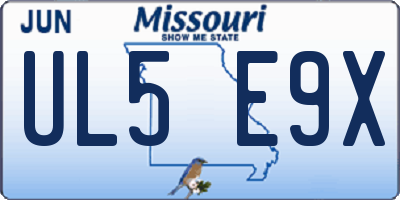 MO license plate UL5E9X