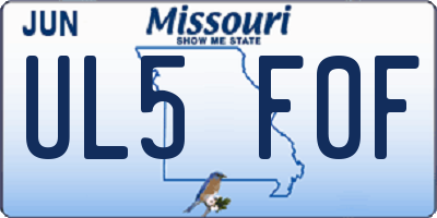 MO license plate UL5F0F