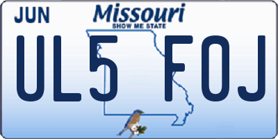 MO license plate UL5F0J