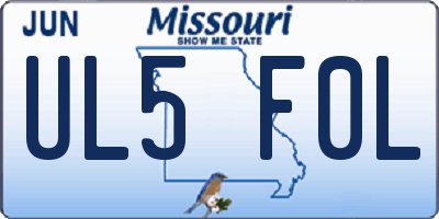 MO license plate UL5F0L