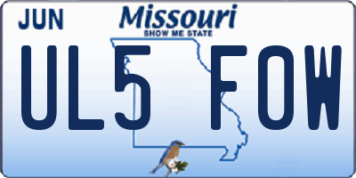 MO license plate UL5F0W